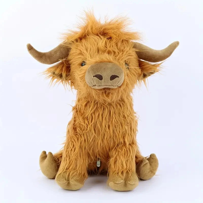 11.8In Mommy Stuffed Highland Cow with 2 Baby Highland Cow Stuffed Animals inside Zipper Tummy for Kid Christmas Halloween