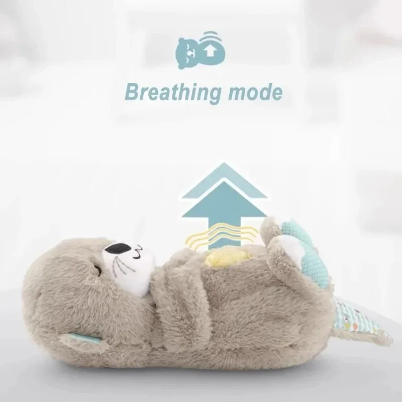 Breathing Otter Plush Soothing Bear Baby Sleep Snuggle Buddy Teddy White Noise Music Sleeping Sound Light Rhythmic Doll Toy Gift