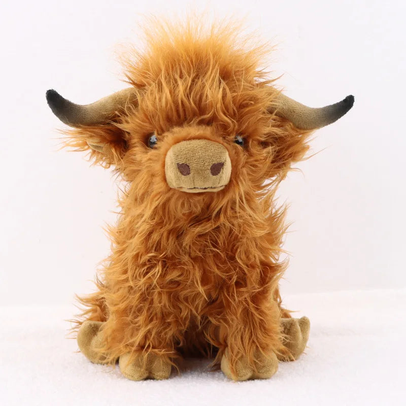 Simulation Highland Cows and Sheep Animal Plush Doll Soft Stuffed Cow Cattlle Plush Toy Plushie Gift for Kids Boys Girls