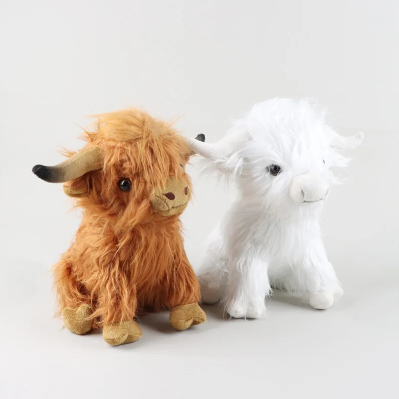 Simulation Highland Cows and Sheep Animal Plush Doll Soft Stuffed Cow Cattlle Plush Toy Plushie Gift for Kids Boys Girls