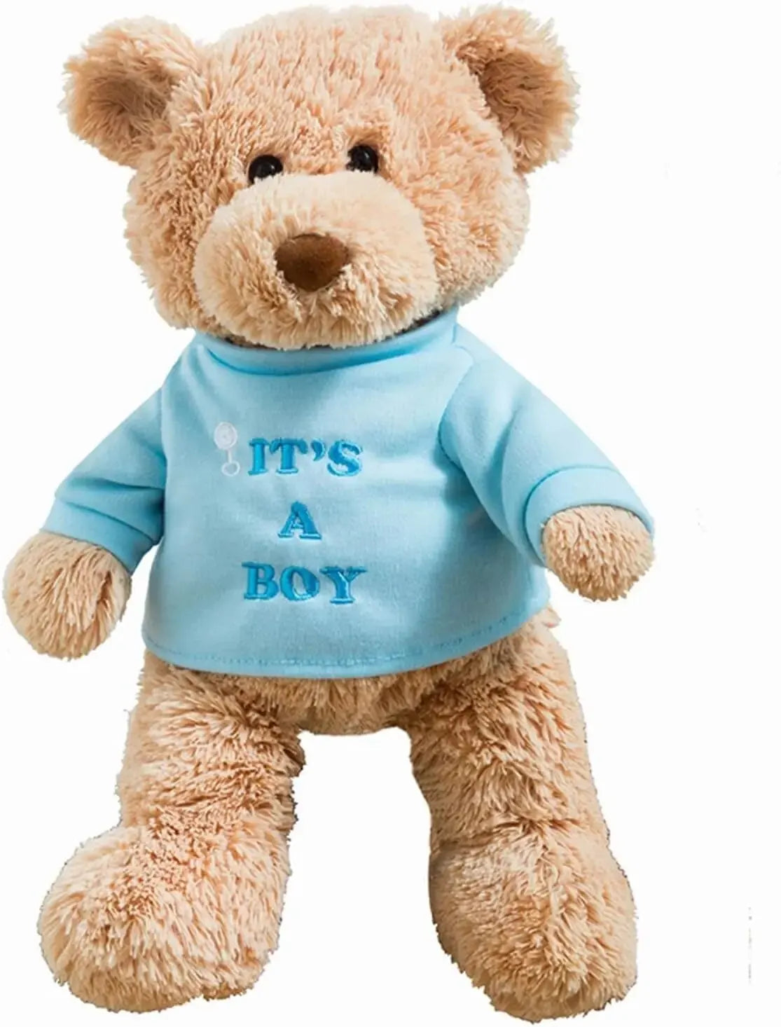 Message Bear with Blue T-Shirt, Teddy Bear Stuffed Animal for Ages 1 and Up, Brown, 12”