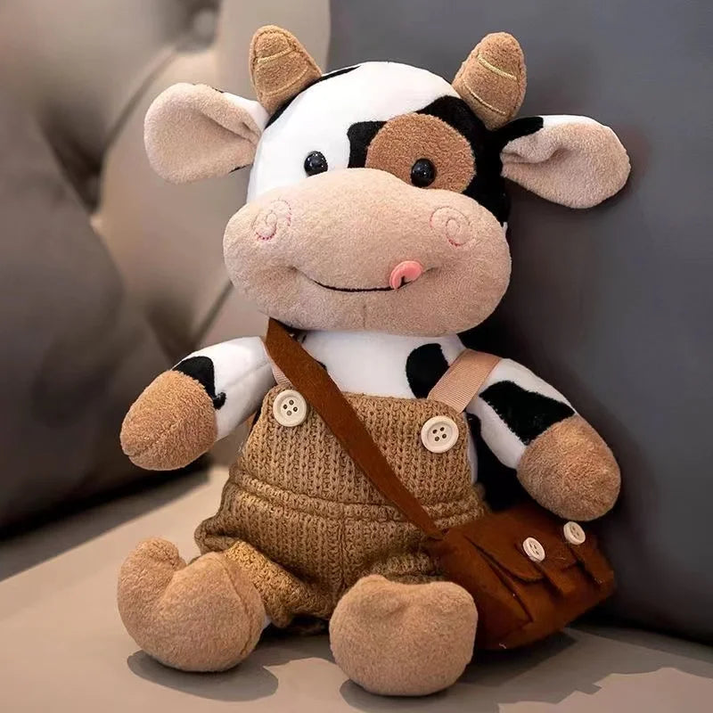 26CM Cartoon Milk Cow Plush Doll Cute Simulation Cattle Animals Plush Toys Soft Stuffed Sweater Cow Pillow Girls Birthday Gifts