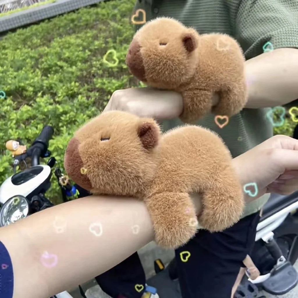 Rytanda Capybara Clap Circle Toys Slap Snap Wrap Wristband Bracelet Capybara Plush Hand Ring Fun Pop Circles Kids Christmas Gift