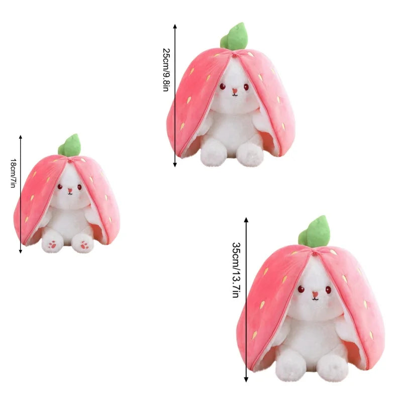 10" Cute Strawberry Rabbit Plush Toy – Soft and Cuddly Bunny for Kids