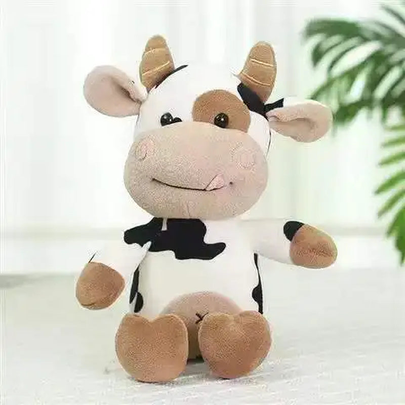 26CM Cartoon Milk Cow Plush Doll Cute Simulation Cattle Animals Plush Toys Soft Stuffed Sweater Cow Pillow Girls Birthday Gifts