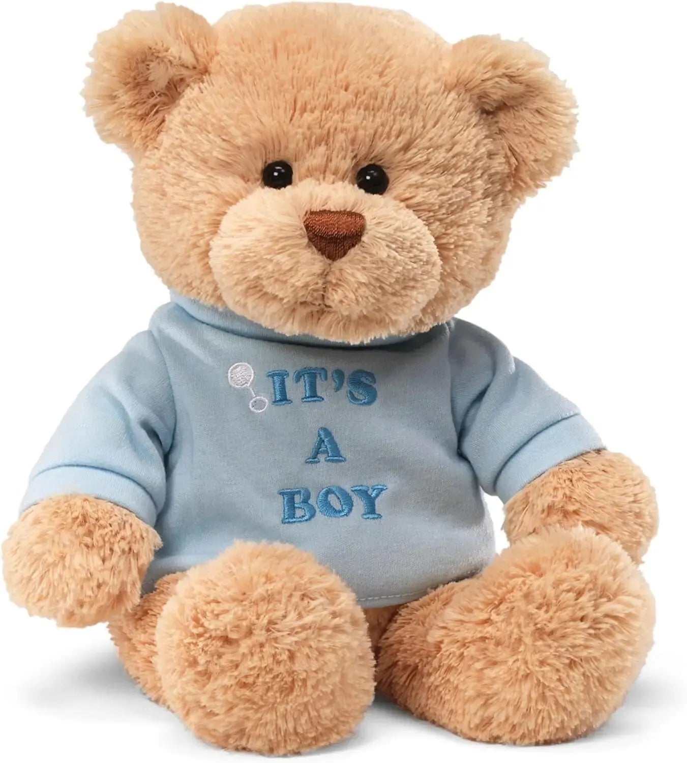 Message Bear with Blue T-Shirt, Teddy Bear Stuffed Animal for Ages 1 and Up, Brown, 12”