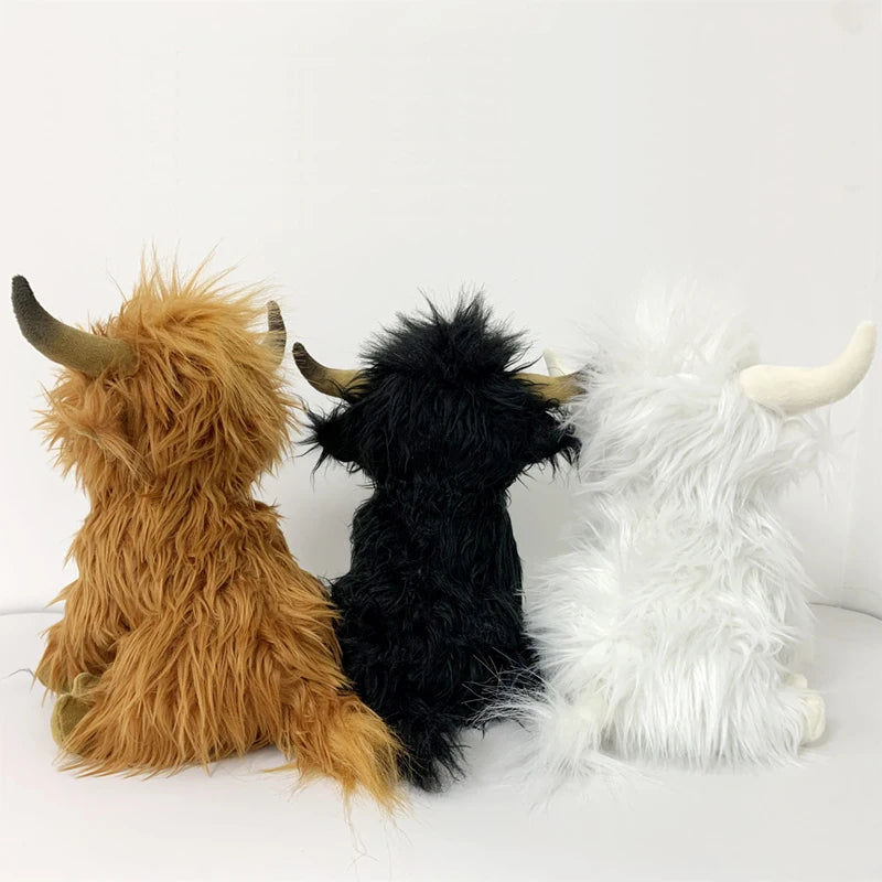 Highland Cow and Sheep Plush Toy Set – Soft Stuffed Animal Dolls for Kids & Home Decor