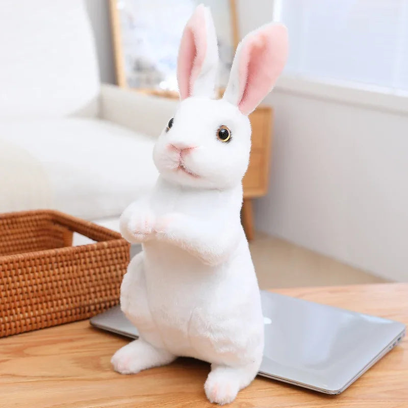 20Cm Simulation Cute Rabbit Plush Fur Realistic Kawaii Animal Easter Bunny Rabbit Toy Model Gift Home Decoration