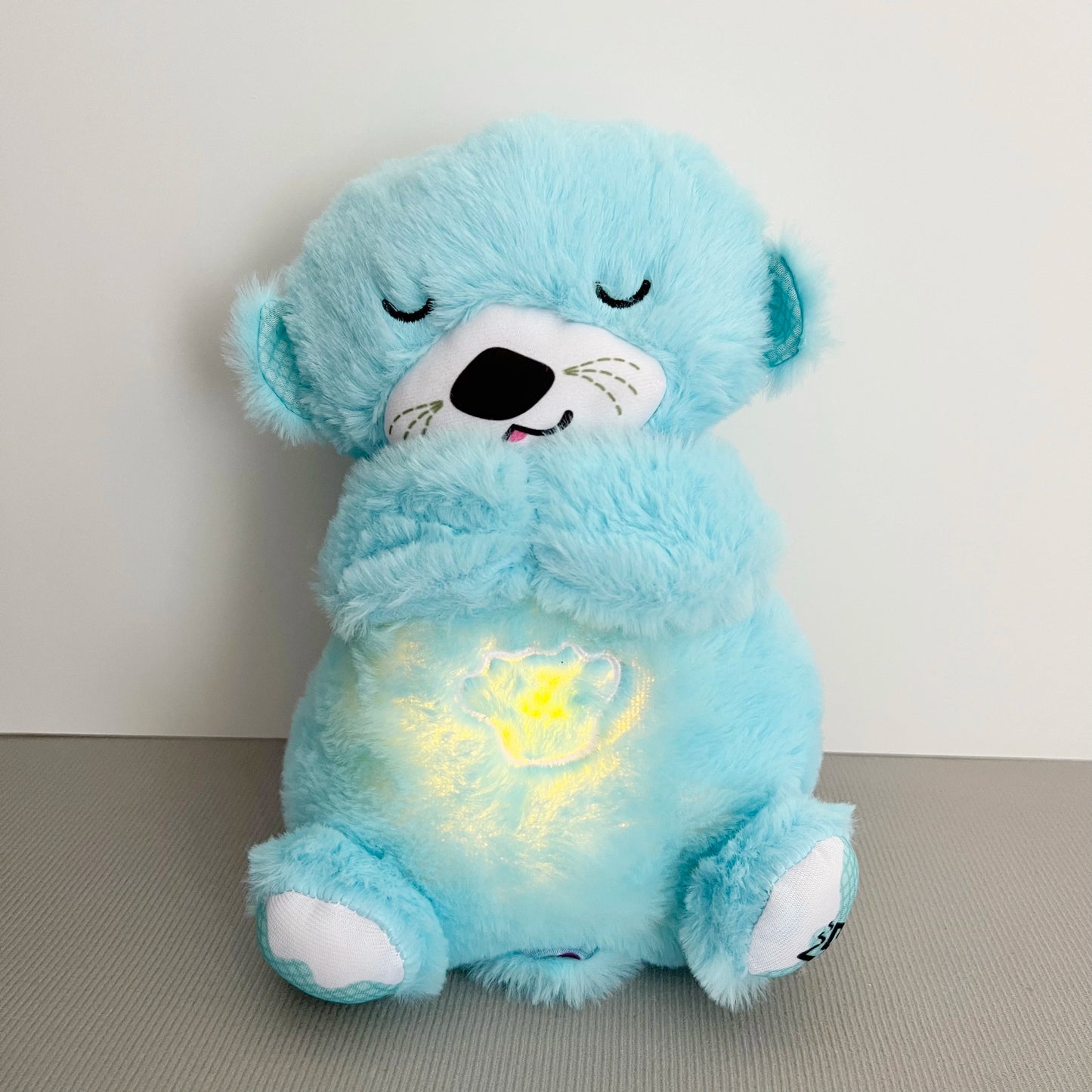 Breathing Otter Plush Soothing Bear Baby Sleep Snuggle Buddy Teddy White Noise Music Sleeping Sound Light Rhythmic Doll Toy Gift