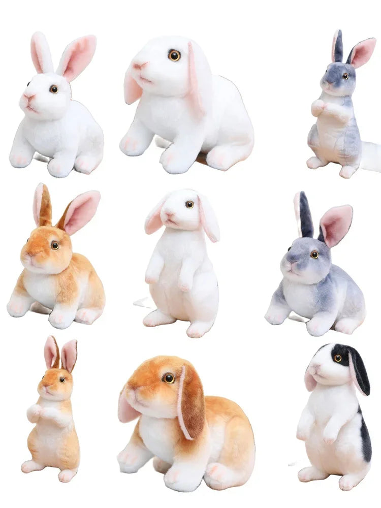 20Cm Simulation Cute Rabbit Plush Fur Realistic Kawaii Animal Easter Bunny Rabbit Toy Model Gift Home Decoration