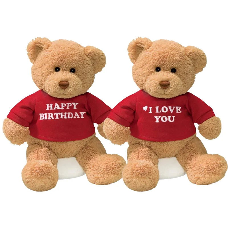 Message Bear with Blue T-Shirt, Teddy Bear Stuffed Animal for Ages 1 and Up, Brown, 12”