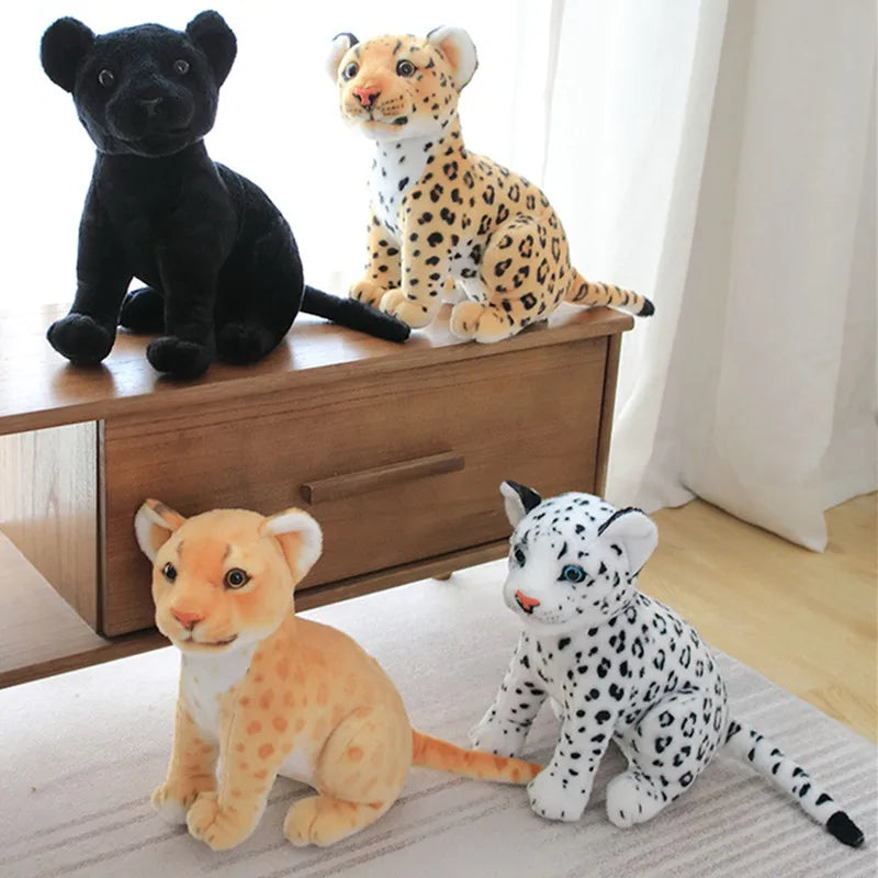 New Animal Doll Lifelike Leopard & Lion Plush Realistic Plushie Panther Toy Baby Soft Pillow Gifts for Kids Birthday Gift